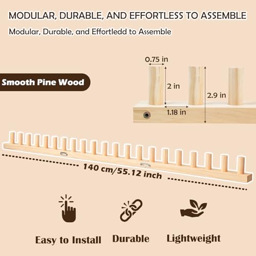 Lewhoo 55’ Chunky Knitting Blanket Loom Kit,Thick Nature Wooden Loom Frame for Beginners,3 Pack DIY Throw Blankets Knitting Tool for Hand - Image 2