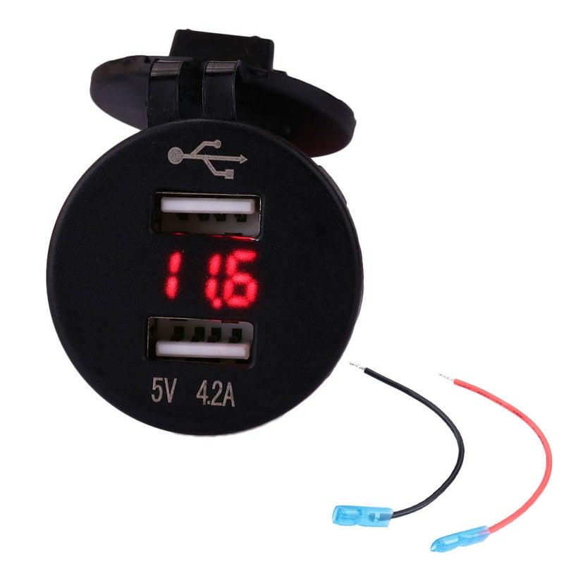 Universal Dual Port Cigarette Lighter Car Charger Black/Red