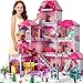 JUKUDAHU Villa Playset for Girls Ages 37 4Story 12 Room House with 2 Dolls Furniture and Accessories Indoor Playset Girls Toys for Ages 68 Pretend Toddler Toy Birthday Gifts for Kids 48 - Image 3
