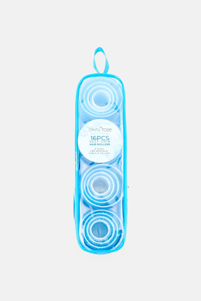 Olivia Rose 16 Pcs Self Grip Hair Rollers, Blue - Image 1