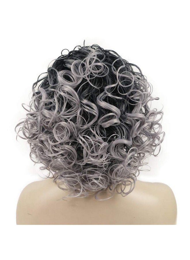 Aimole - 16 Inches Short Curly Hair Gray Wigs With Black Root Women'S Wig 3/4 Half Wig With Black Headband (1+Gray) - Image 1