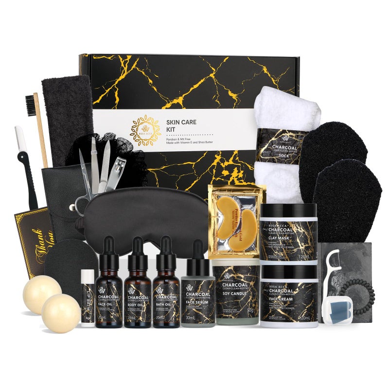 RA ROSA ACCA Skin Care Set 28pcs Body  Facial Kit Gifts for Women  Men includes Face Cream Bath Oil Scented Candle Hyaluronic Acid Face Serum Facial Skin Care Set Bath  Body Set Birthday Christmas