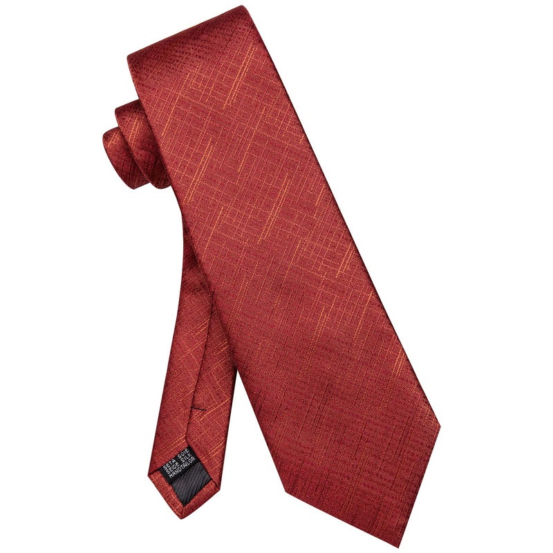 YourTies Silk Red Ties for Men Formal Business Mens Necktie Solid Striped Tie with Clip Wedding Party - Image 4