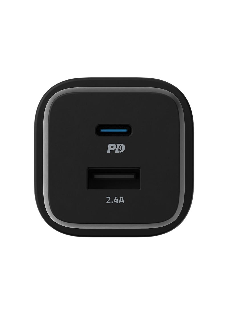 Powerology - GaN Charger Dual Port With 1.2m USB C to Lightning Cable / Fast Charging Support - Black - Image 1