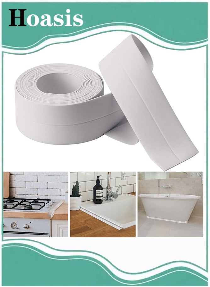 Hoasis Caulk Tape Sealant Strip，Waterproof & Mildewproof,Wall Sealing Tape Caulk Sealer,Bath/Kitchen Caulk Strip，sealant Tape，Shower Tile Sealer，white  - Image 1