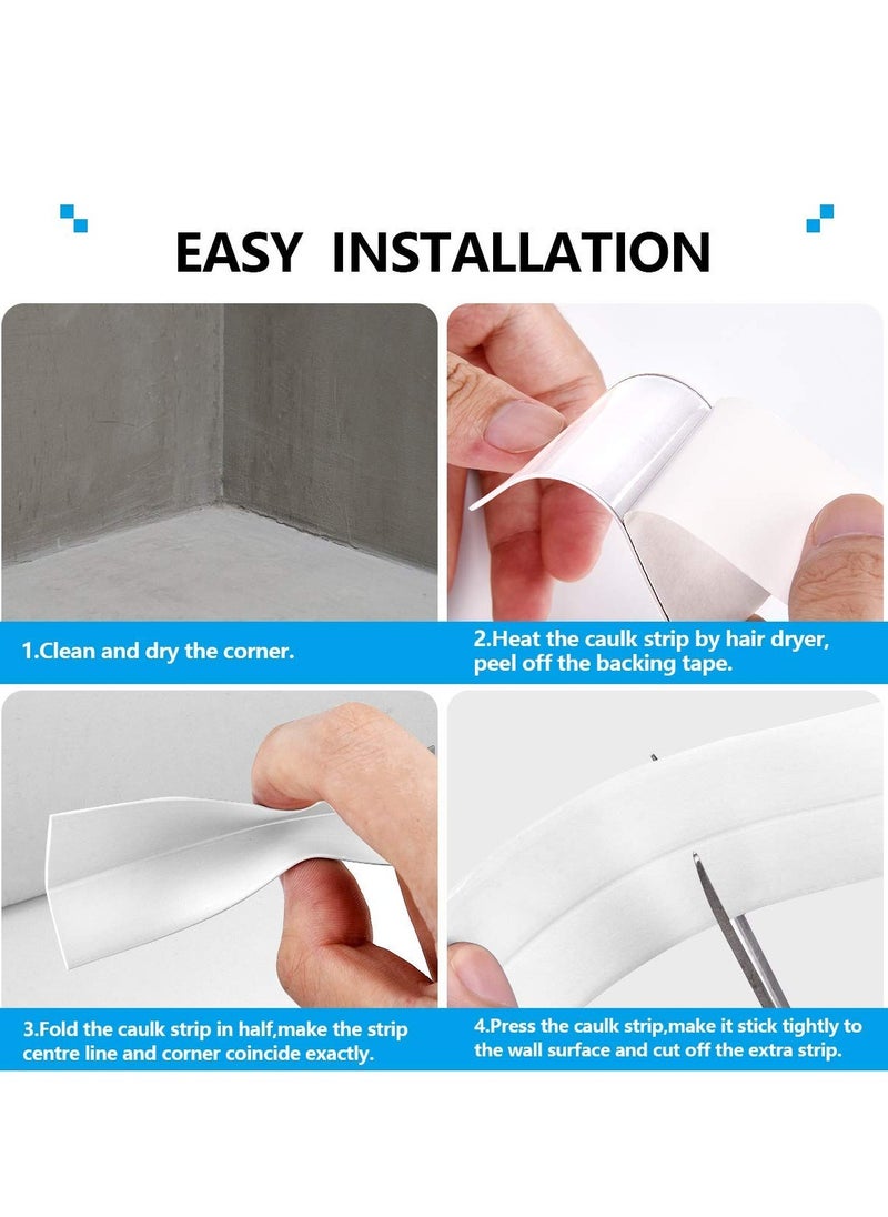 Hoasis Caulk Tape Sealant Strip，Waterproof & Mildewproof,Wall Sealing Tape Caulk Sealer,Bath/Kitchen Caulk Strip，sealant Tape，Shower Tile Sealer，white  - Image 3