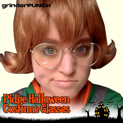 grinderPUNCH - Non-Prescription Round Circle Frame Clear Lens Glasses Large Gold - Image 2