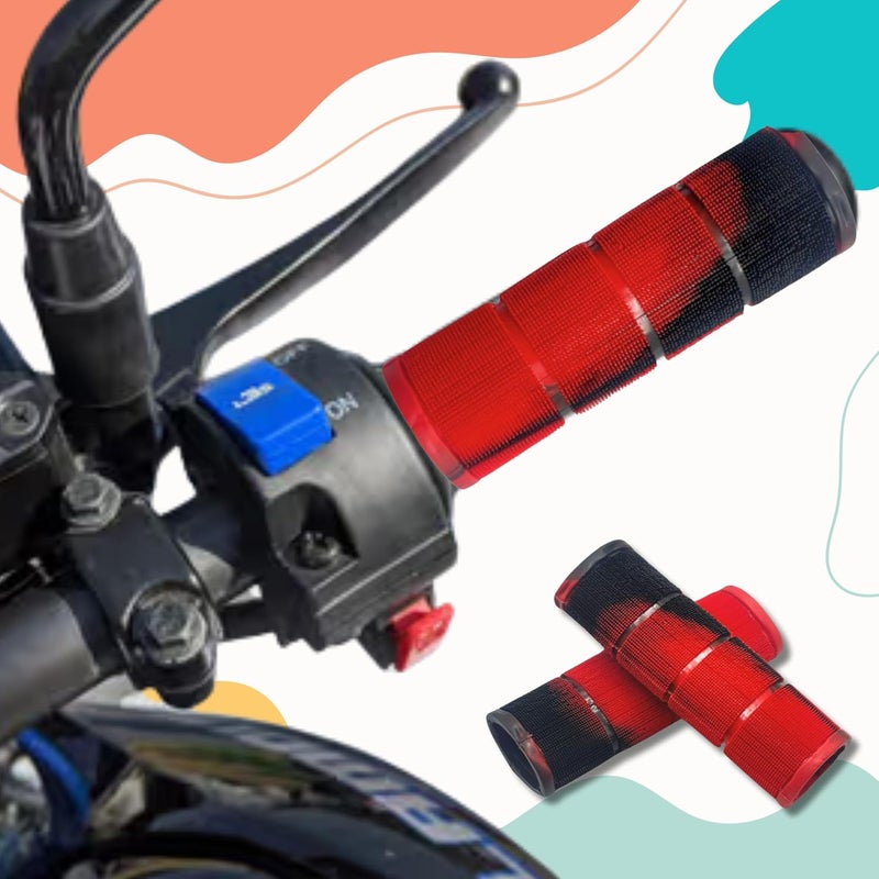 ZENITH New Universal Scooty, Motorcycle Soft Rubber Handle Grip Cover, Non-Slip Design, Durable Comfort for Honda Activa,Yamaha, Bajaj, Hero (Red & Black Handle Grip + Break Cover + Gear Cover) - Image 2