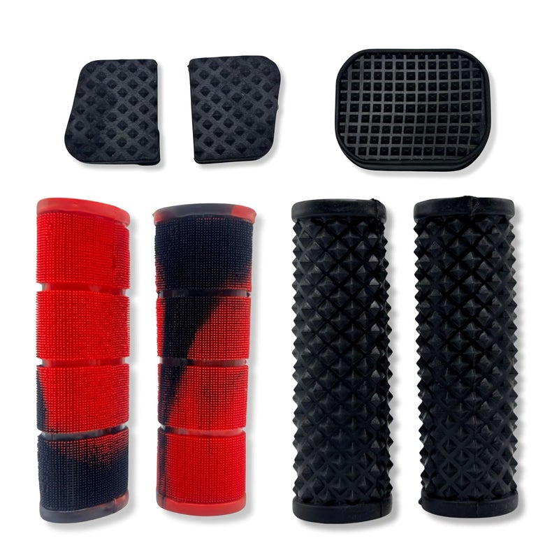 ZENITH New Universal Scooty, Motorcycle Soft Rubber Handle Grip Cover, Non-Slip Design, Durable Comfort for Honda Activa,Yamaha, Bajaj, Hero (Red & Black Handle Grip + Break Cover + Gear Cover) - Image 1