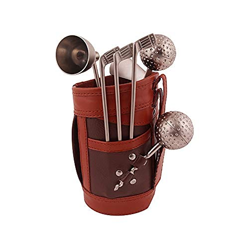 LAVANAYA SILVER® - Premium Steel Golf Bar Set - 7 Piece Set in Elegant Leather Bag with Box - Ideal Home Bar Accessories and Birthday Gift for Men - Image 2