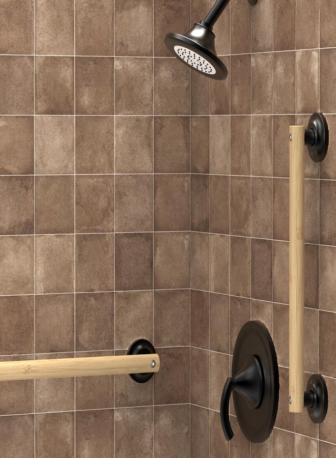 AquaChase Natural Bamboo Grab Bar for Bathroom & Toilet, ADA Compliant Balance Assist Handrail for Handicap and Seniors, 16in Matte Black - Image 4
