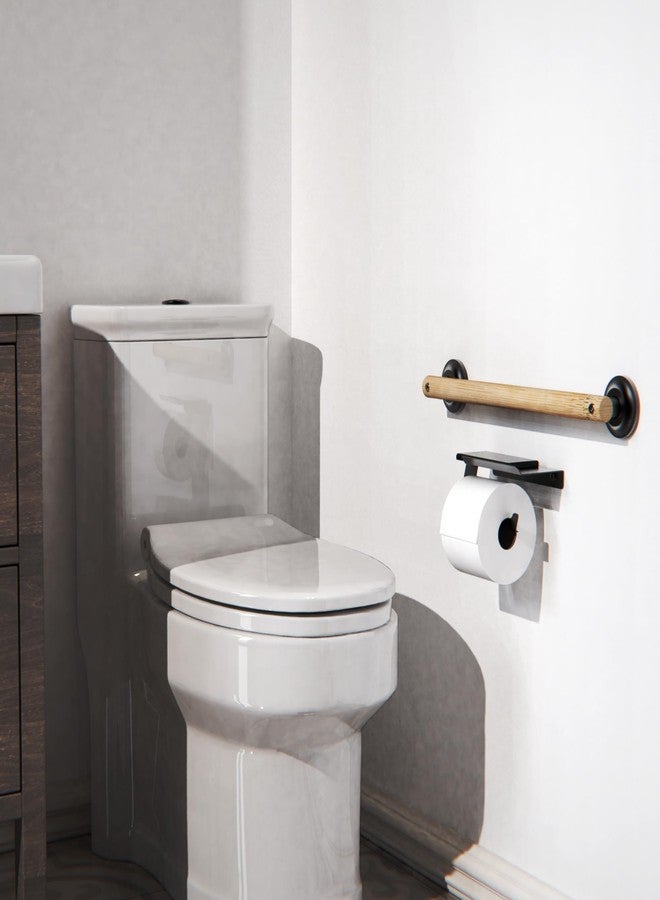 AquaChase Natural Bamboo Grab Bar for Bathroom & Toilet, ADA Compliant Balance Assist Handrail for Handicap and Seniors, 16in Matte Black - Image 5