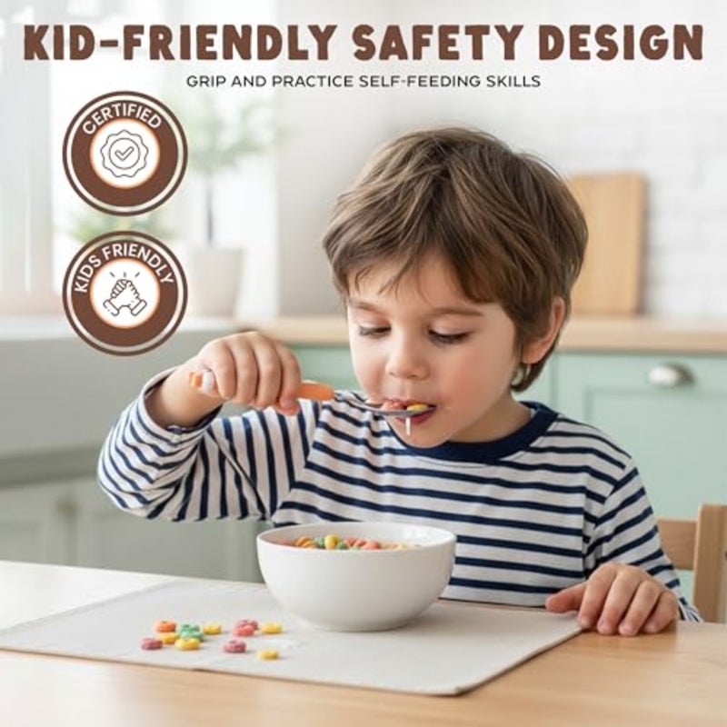 Stainless Steel Spoons Set, 2 Pcs Durable Cutlery with Cute Animal Handle Design Bear and Fox,Safe for Toddler Self-Feeding - Image 5