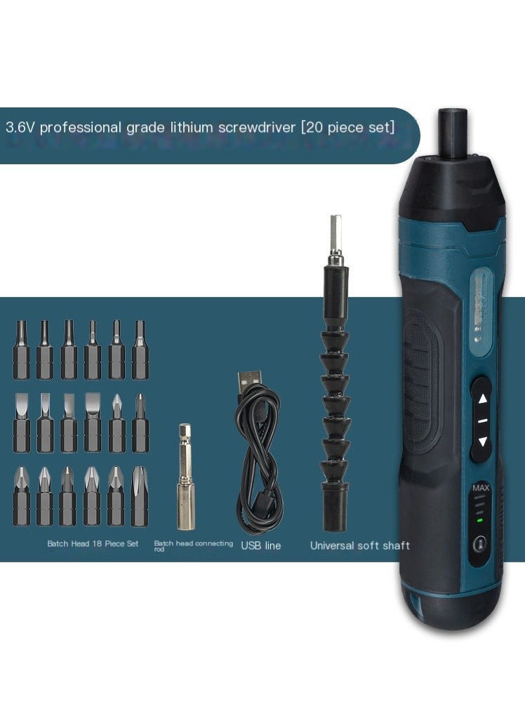 20pcs Cordless Electric Screwdriver Rechargeable 1300mah Lithium Battery Mini Drill 3.6V Power Tools Set Household Maintenance Repair  - Image 1
