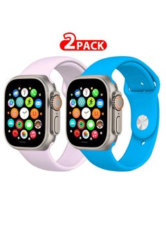 2 Pack Of Silicone Sport Band 49mm 45mm 44mm 42mm Replacement Wrist Strap Compatible For Series Ultra 2/9 /Ultra /8 / 7/6 / 5/4 / 3 & SE