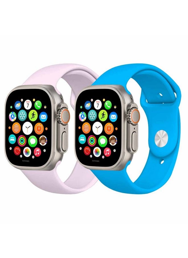 CATANES - 2 Pack Of Silicone Sport Band 49mm 45mm 44mm 42mm Replacement Wrist Strap Compatible For Series Ultra 2/9 /Ultra /8 / 7/6 / 5/4 / 3 & SE - Image 1
