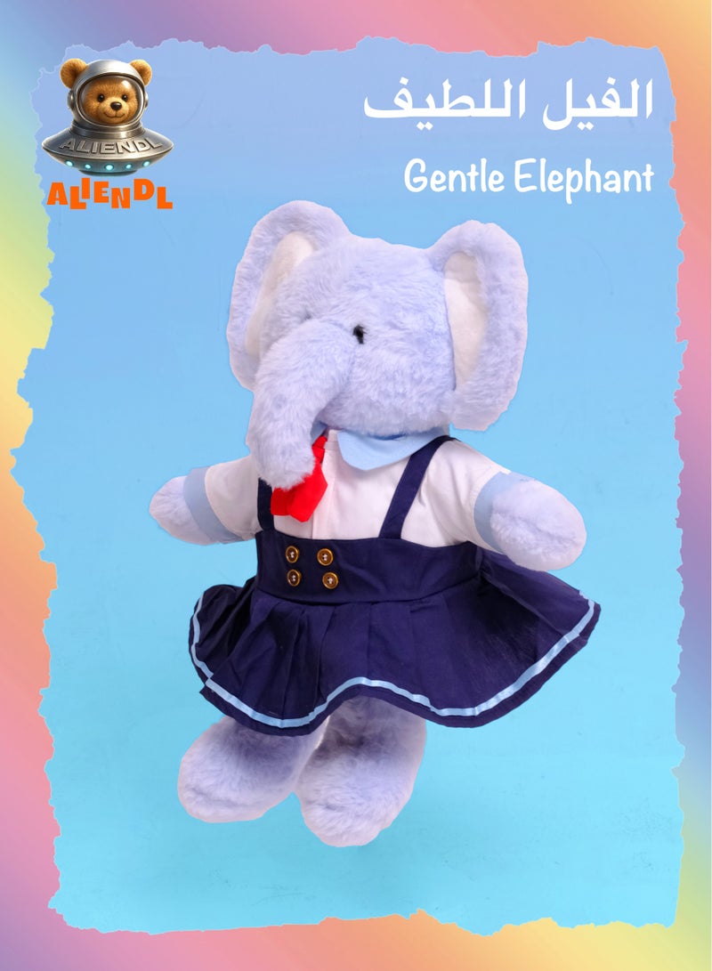 ALIENDL Gentle Elephant – Plush Elephant Stuffed Animal Toy for Baby Kids, Soft Cute Elephant Dress Doll Gift Set with Removable Clothes & Pouch, Perfect Gift for Kids, Girls, Friends & Couples - Image 1