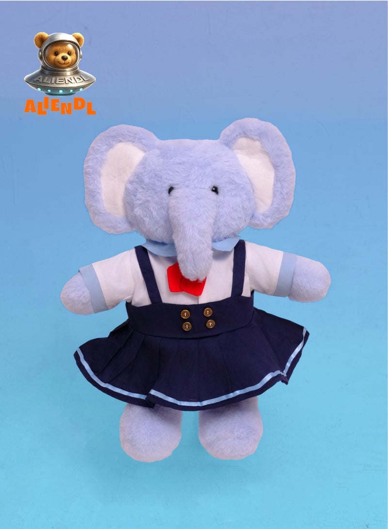 ALIENDL Gentle Elephant – Plush Elephant Stuffed Animal Toy for Baby Kids, Soft Cute Elephant Dress Doll Gift Set with Removable Clothes & Pouch, Perfect Gift for Kids, Girls, Friends & Couples - Image 2