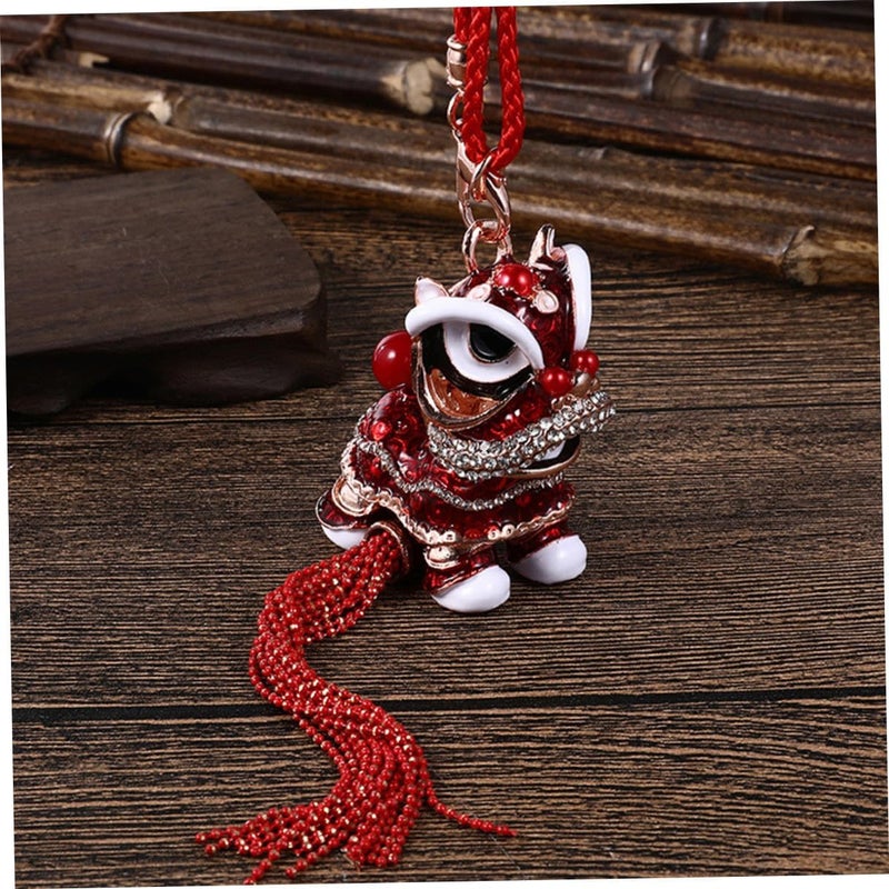 Fortunate Lion Keychain Car Pendant Backpack and Mobile Phone Chain Multi-use Creative Ornament for Chinese Year Souvenir and Stylish Key Storage - Image 1