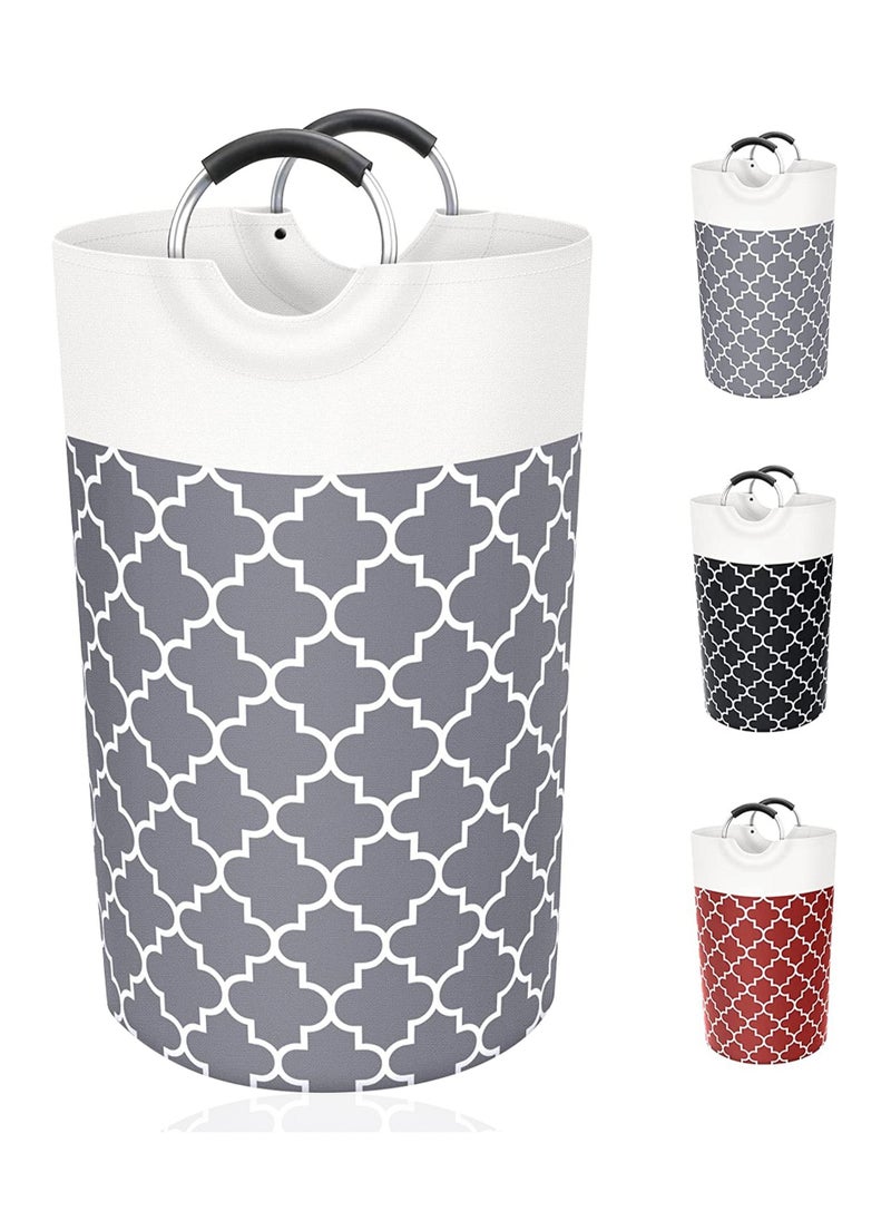 Swift Large Laundry Basket Laundry Hamper Bag Washing Bin Clothes Bag Collapsible Tall with Handles Waterproof Travel Bathroom College Essentials Storage for College Dorm, Family, Grey  - Image 1