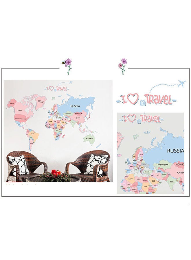 NIBEMINENT World Map Kids Bedroom Wall Sticker Multicolour 90cm - Image 1