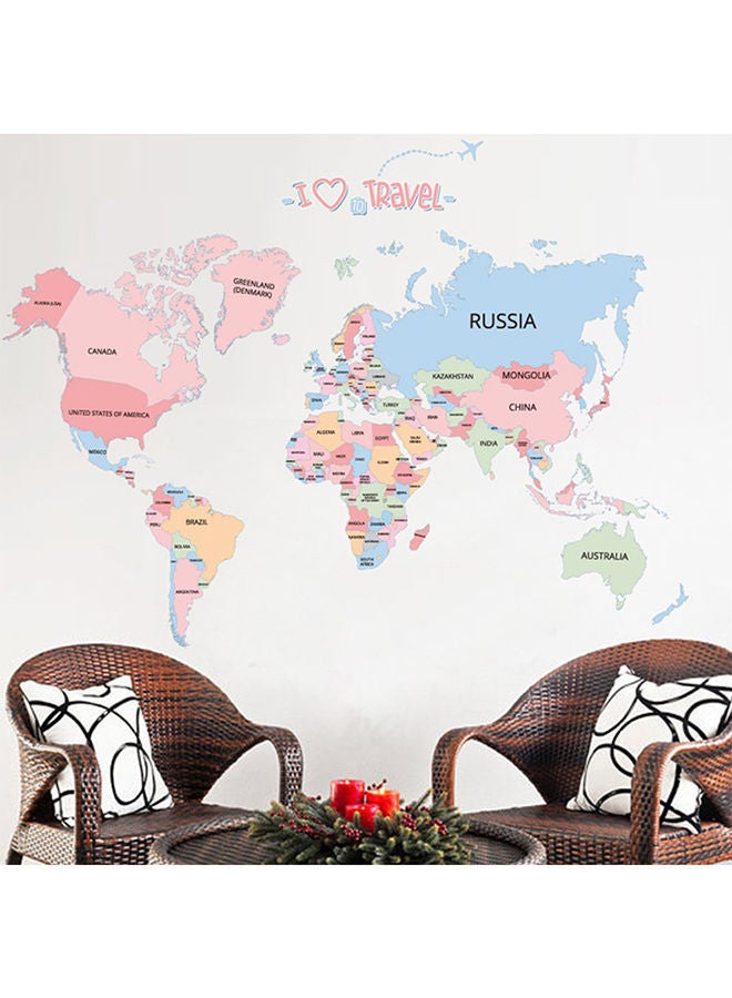 NIBEMINENT World Map Kids Bedroom Wall Sticker Multicolour 90cm - Image 2