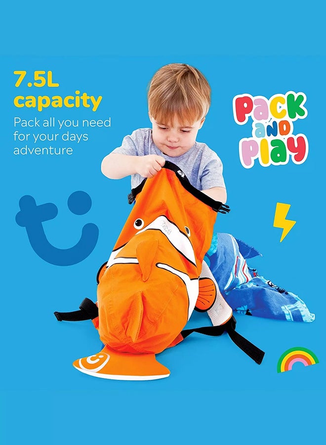 Trunki PaddlePak Chuckles Clown Fish Orange Waterproof Swim Bag for Kids, Roll-Top Beach Backpack with 7.5L Water-Resistant Storage - Image 4