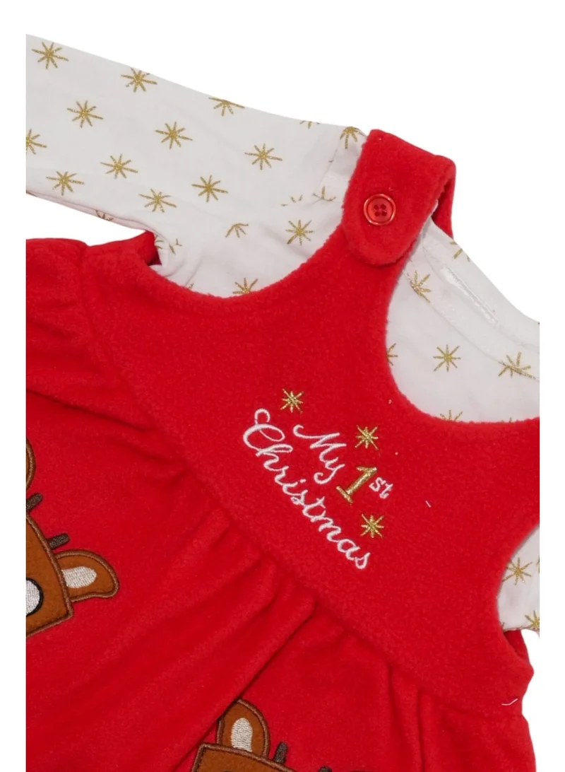 Bambimici Bambimici Jumpskirt Set Bodysuit Christmas Print - Red