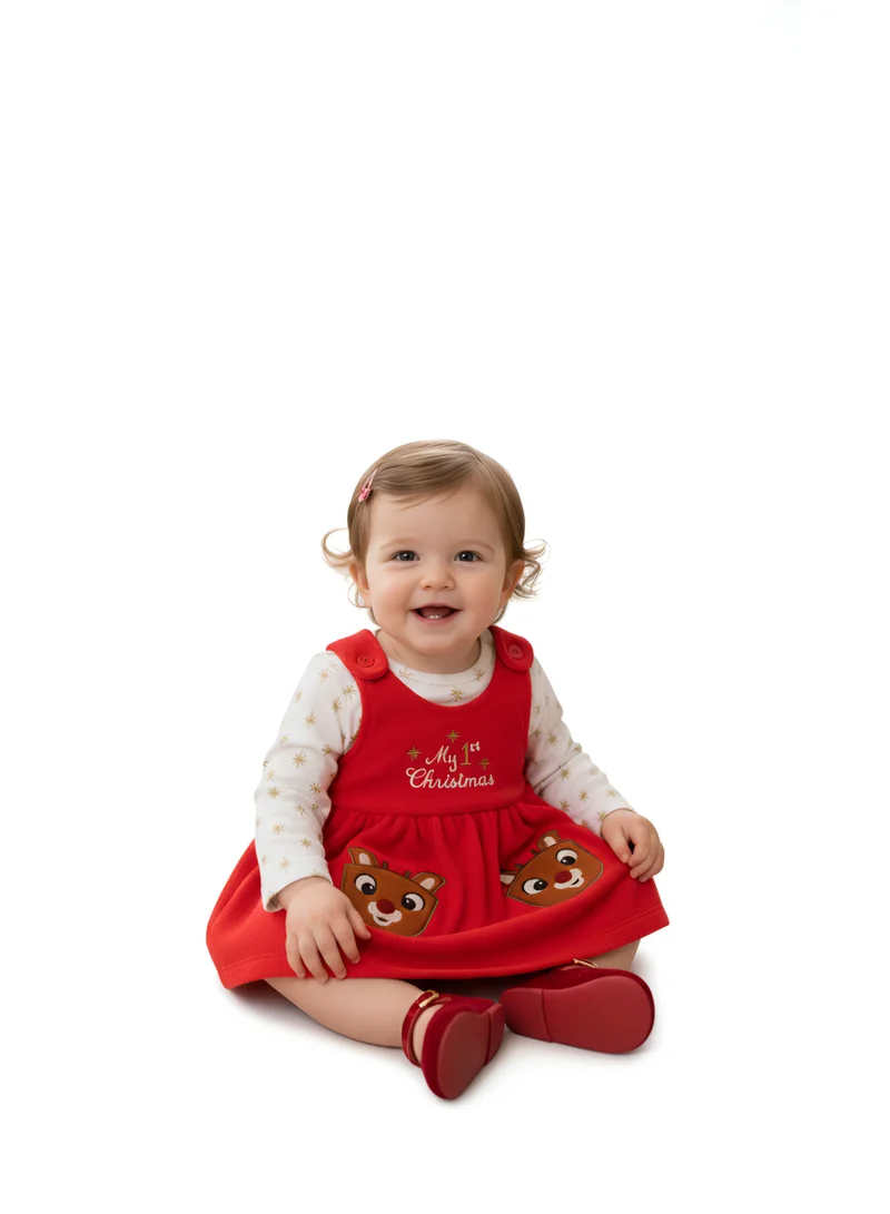 Bambimici Bambimici Jumpskirt Set Bodysuit Christmas Print - Red