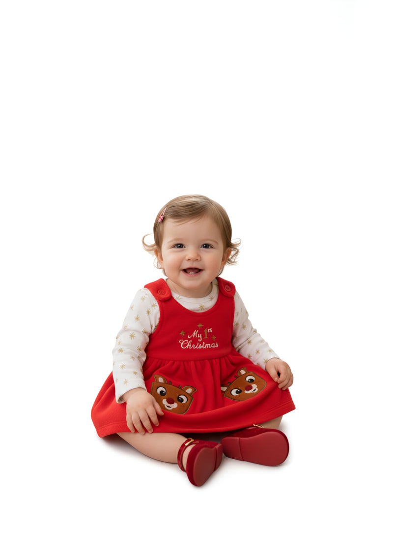 Bambimici Jumpskirt Set Bodysuit Christmas Print - Red - Image 4