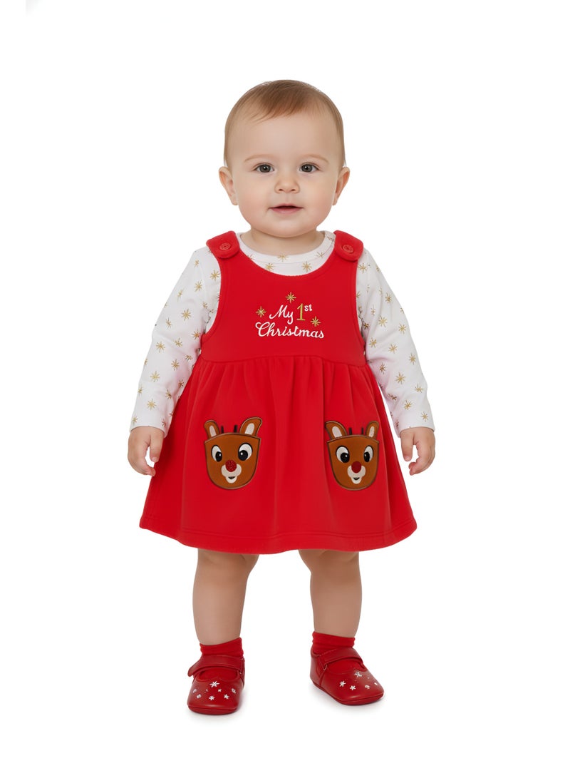 Bambimici Jumpskirt Set Bodysuit Christmas Print - Red - Image 2