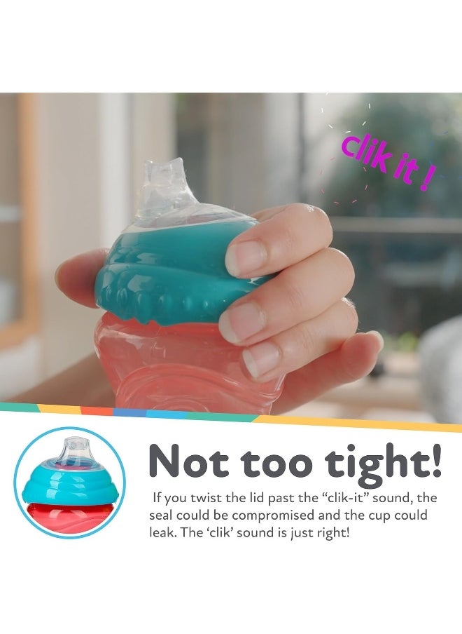 Nuby - Nuby Clik-It Soft Spout No-Spill Easy Grip Sippy Cup for Boys - 3 Count (Pack of 1) 10 Oz - 6+ Months - Image 1