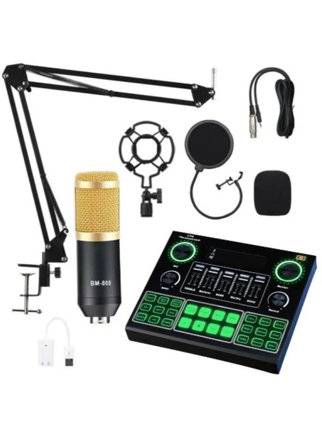 ELTRAZONE BM800 Condenser Microphone Set with V9 Sound Card – Professional Audio Recording Kit - Image 1