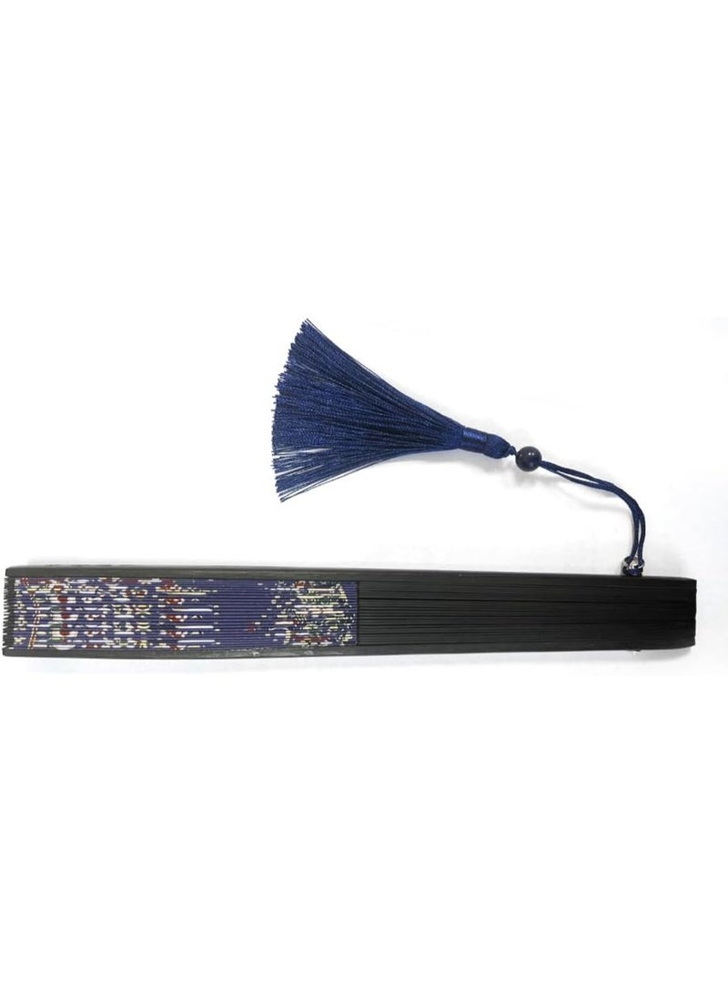 GOLD MANTIS Chinese Folding Hand Fan – Elegant Blue Floral Pattern with Tassel | Traditional Portable Silk Fan for Women | Dance, Party, Gift & Summer Cooling Accessory - Image 5