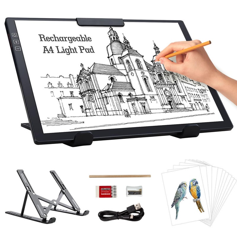 Zocelight Rechargeable A4 Light pad with Stand & Clip for Diamond Painting,Light Box with 6 Levels of Brightness,Diamond Art Kits for Adults,Wireless Light Table for Diamond Art,tracing,Weeding Vinyl - Image 1
