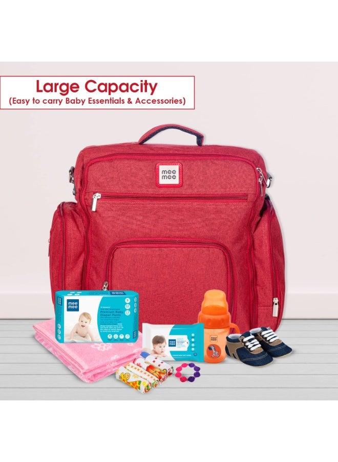 Mee Mee Nursing Diapers Bag |Adjustable Strap,Water &Stain Resistant BackPack |Spacious Bag With Multi Pockets for Keeping Milk Bottle Attached Diaper Changing Mat |All Baby Essentials In1 Bag(Maroon) - Image 3