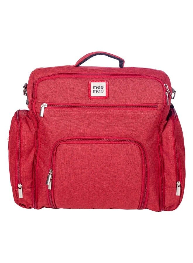 Mee Mee Nursing Diapers Bag |Adjustable Strap,Water &Stain Resistant BackPack |Spacious Bag With Multi Pockets for Keeping Milk Bottle Attached Diaper Changing Mat |All Baby Essentials In1 Bag(Maroon)
