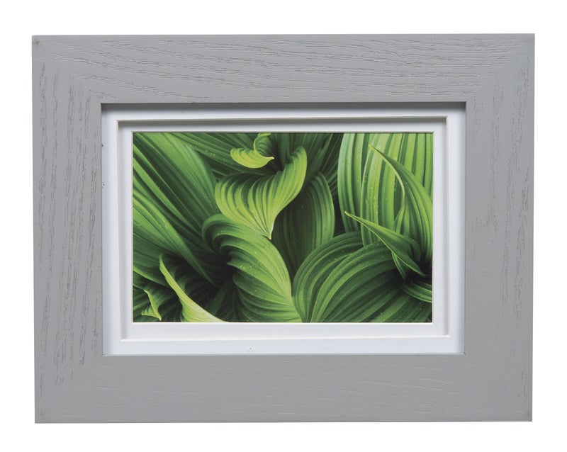 Gallery Solutions 5x7 Flat Grey Tabletop or Wall Frame with Double White Mat For 4x6 Picture