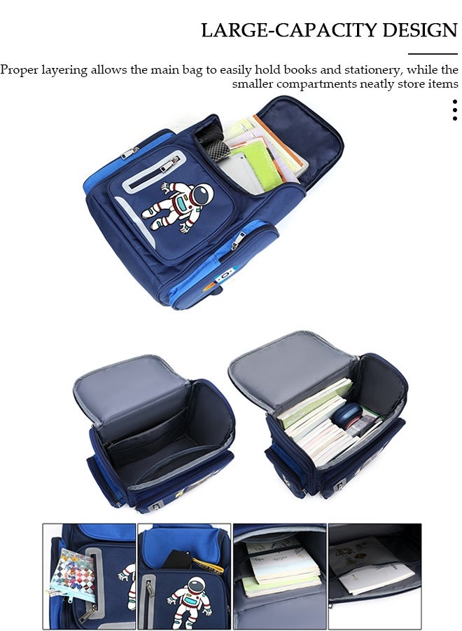 DUNISO حقيبة ظهر مدرسية للأولاد مع مقلمة حقيبة كتب مقاومة للماء مع مقصورات للمراهقين والأطفال الصغار وطلاب المدارس الابتدائية وحقيبة مدرسية للأطفال بسعة كبيرة - Image 4