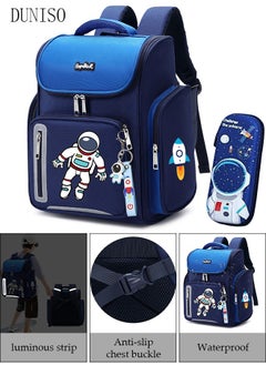 DUNISO Boy's School Backpack with Pencil Case Waterproof Book Bag with Compartments for Teen Boy Kid Students Elementary School Kids' School Bag With Large Capacity  - Image 1