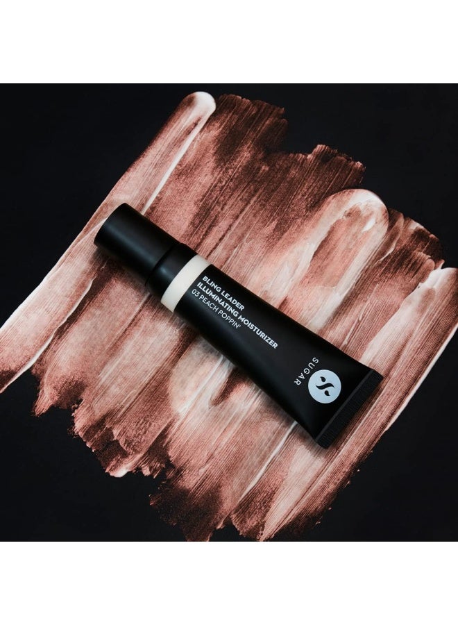 شوجر كوزماتيكس بلينغ ليدر مرطب مضيء - 03 خوخي لامع - هايلايتر خوخي دافئ بلمسة لؤلؤية، حماية ضد التلوث - Image 5