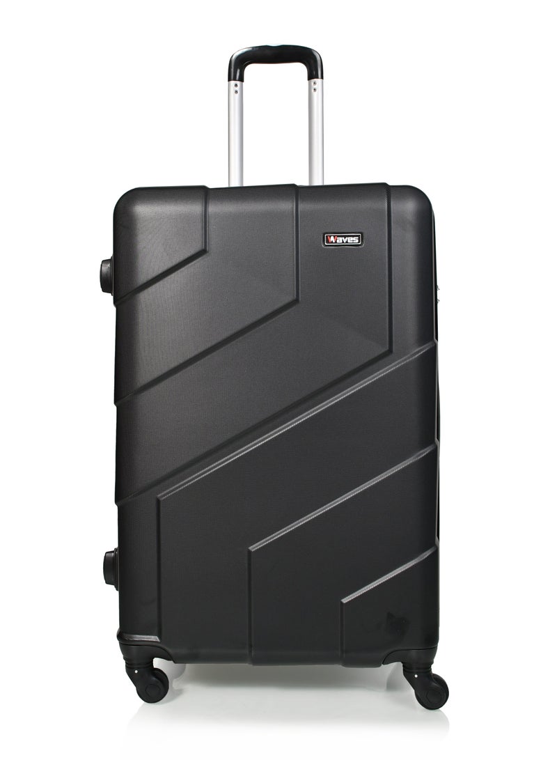 WAVES Hard-Side Luggage Set for Unisex Lightweight 4 Double Wheeled Suitcase with Built-In Type Lock (Set of 3 Pcs,Black) - Image 5