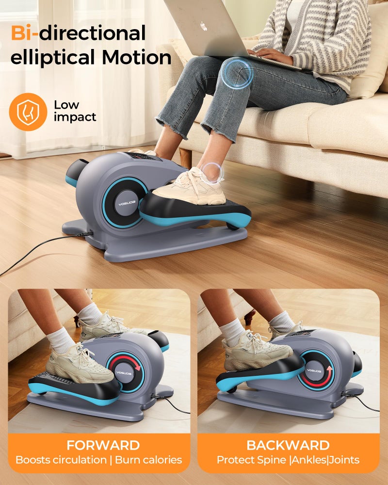 YOSUDA Under Desk Elliptical Electric,Elliptical for Seniors,Fully Assembled Seated Pedal Exerciser with Remote Control with Free Footstraps & 10 Adjustable Speeds,Bule Gray - Image 4