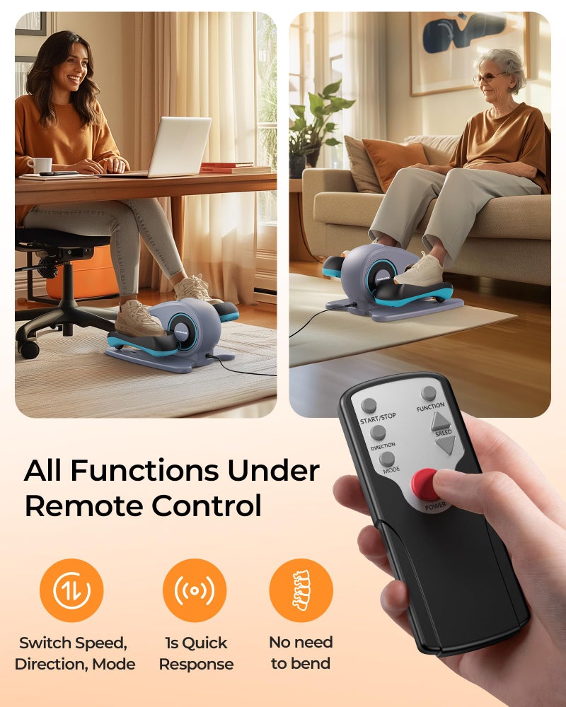 YOSUDA Under Desk Elliptical Electric,Elliptical for Seniors,Fully Assembled Seated Pedal Exerciser with Remote Control with Free Footstraps & 10 Adjustable Speeds,Bule Gray - Image 3