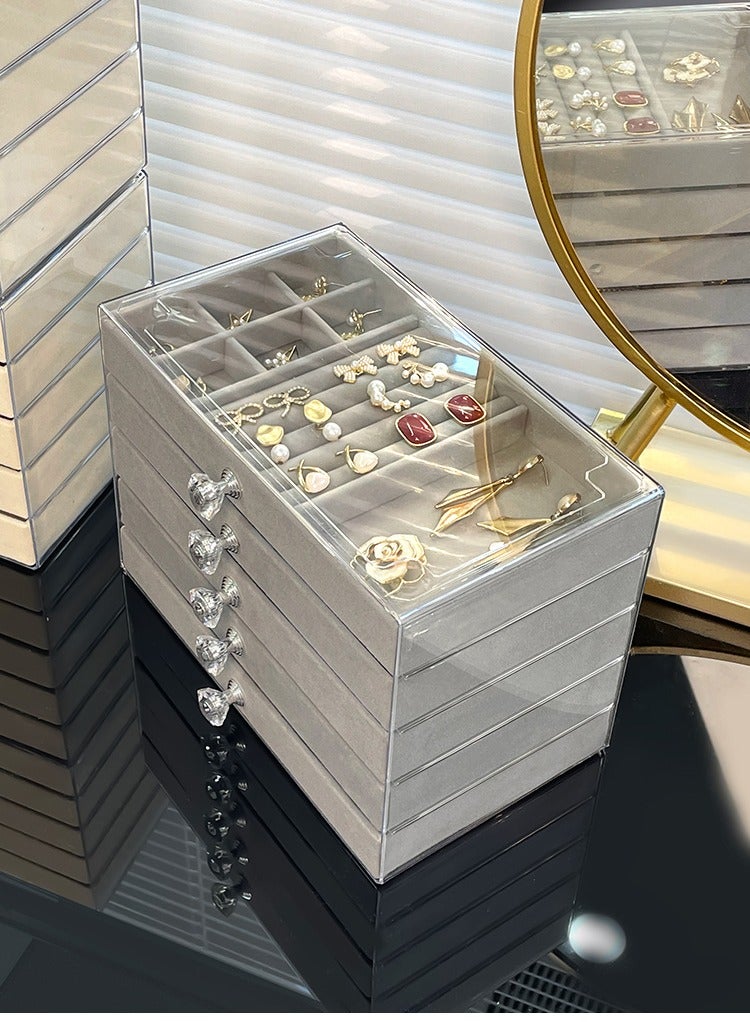 Dominy Jewelry Box, Leathers, Portable Jewellery Holder for Women, Large Capacity, Jewelry Case Organizer, for Necklaces, Rings, Earrings, Bracelets, 5 Layer - Image 5