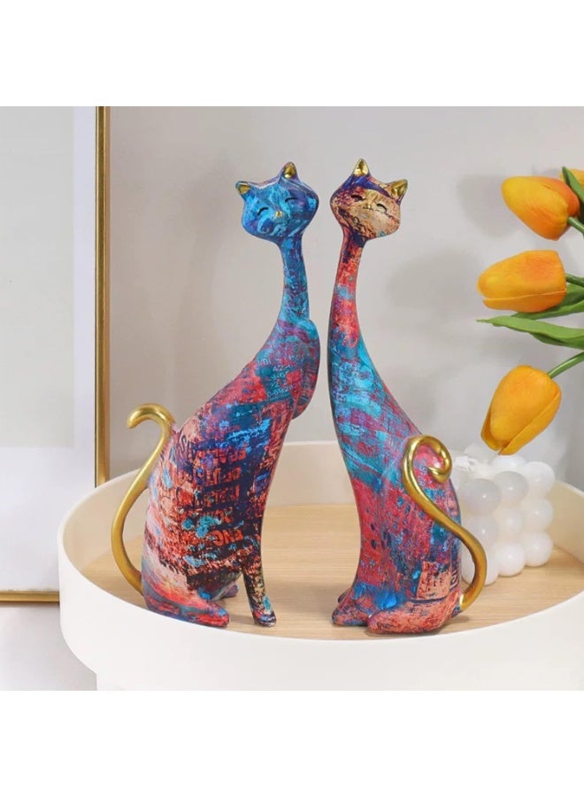 NANAO تماثيل وأشكال قطط لديكور المنزل تمثال لعشاق القطط لسطح المكتب أسلوب تجريدي منحوتات هدايا تدفئة منزلية، زينة تدفئة منزلية، غرفة المعيشة - Image 2