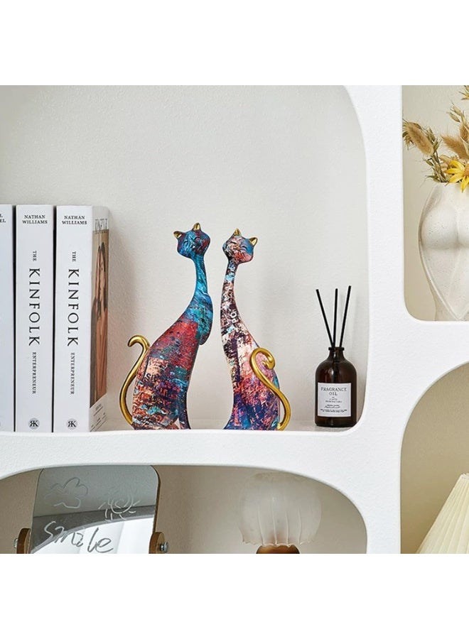 NANAO تماثيل وأشكال قطط لديكور المنزل تمثال لعشاق القطط لسطح المكتب أسلوب تجريدي منحوتات هدايا تدفئة منزلية، زينة تدفئة منزلية، غرفة المعيشة - Image 5