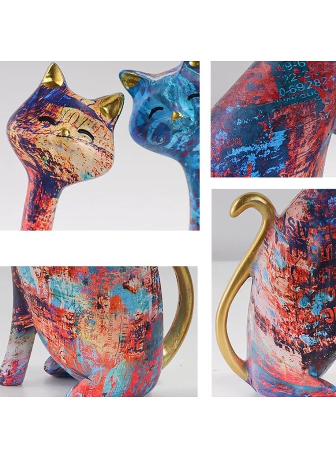 NANAO تماثيل وأشكال قطط لديكور المنزل تمثال لعشاق القطط لسطح المكتب أسلوب تجريدي منحوتات هدايا تدفئة منزلية، زينة تدفئة منزلية، غرفة المعيشة - Image 3