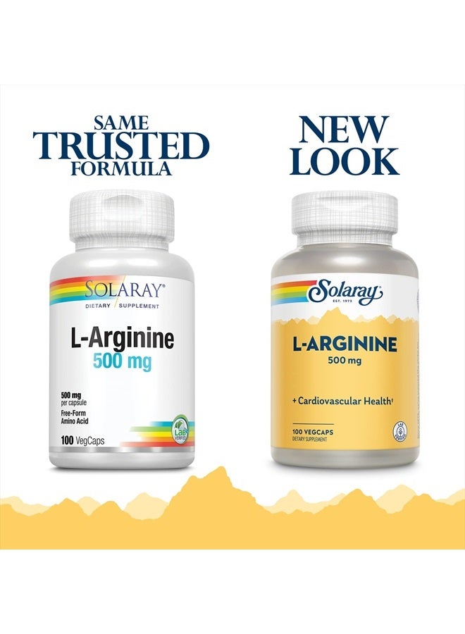 SOLARAY L-Arginine 500 mg, Nitric Oxide Supplement, Endurance, Energy, Heart Health Support, 100 Servings, 100 VegCaps - Image 2
