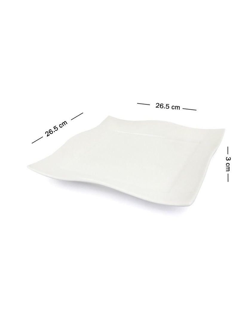 Home Smart Home Smart Dinner Plates Set of 6 Pcs Procelain Square Wave Dinner Plates Hand Wash and Microwave Safe  - Image 5